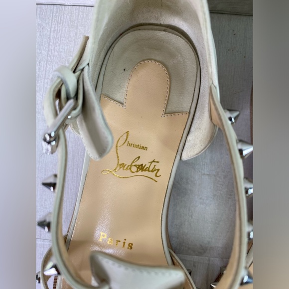Christian Louboutin LoubiClou Studded Caged Leather Gladiator Sandals Sz 37.5 - Picture 6 of 10